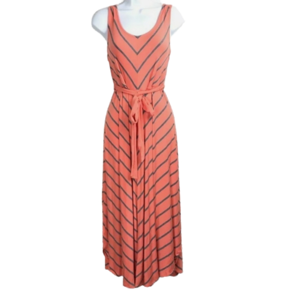 🫄Orange Sleeveless Striped Maternity Dress Liz Lange sz M